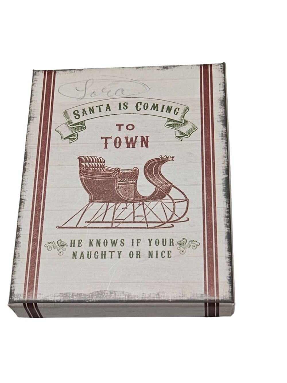 Santa Is Coming To Town Christmas Empty Gift Box Jewelry Holiday Paula Scaletta